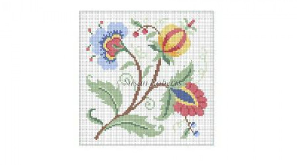 0724 Crewel Floral I, 5" x 5" 18 Mesh Susan Roberts Needlepoint 