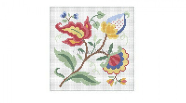 0725 Crewel Floral II, 18 Mesh 5" x 5" Susan Roberts Needlepoint 