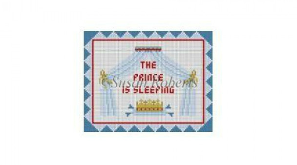 0803b The Prince Is Sleeping, sign  #13 Mesh 7" x 5 1/2" Susan Roberts Needlepoint 