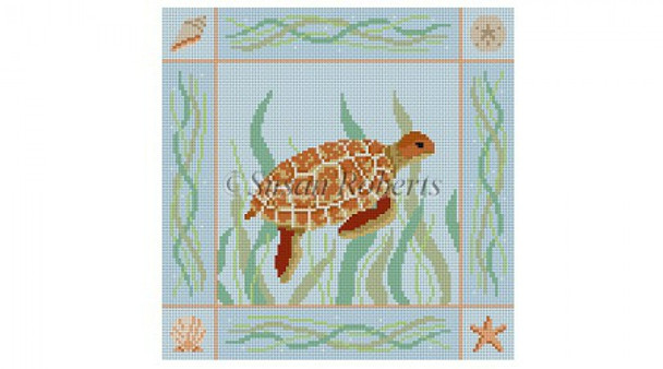 0758 Sea Turtle 18 Mesh 7" x 7" Susan Roberts Needlepoint 