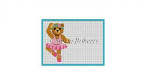 0830 Ballerina Bear, sign #13 Mesh 7" x 5" Susan Roberts Needlepoint 