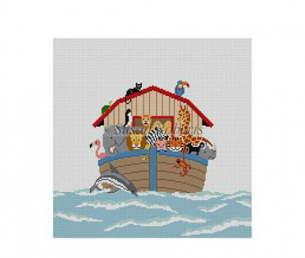 1315 Noah's Ark, child's seat 13 Mesh 20" x 20" Susan Roberts Needlepoint 