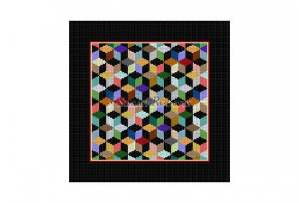 1474M Cubes, quilt  13 mesh 10 x 10  Susan Roberts Needlepoint 
