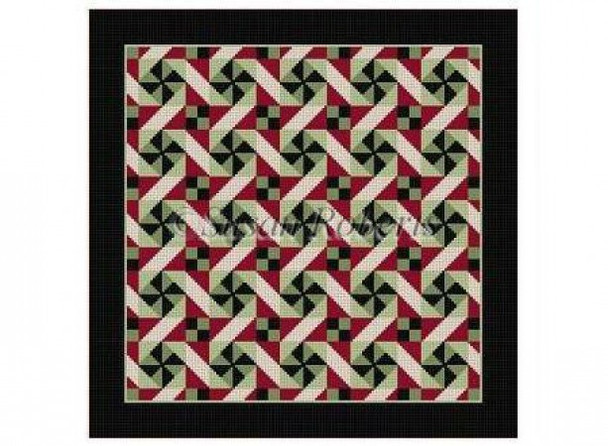 1413 Rolling Pinwheels, quilt  #13 Mesh 14" x 14" Susan Roberts Needlepoint 