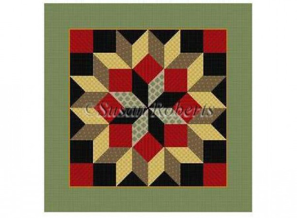 1496 Carpenter's Wheel, quilt  #13 Mesh 14" x 14" Susan Roberts Needlepoint