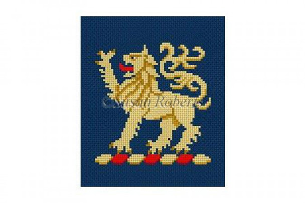 2110 Heraldry Lion, bookend  #13	Mesh 5" x 6" Susan Roberts Needlepoint