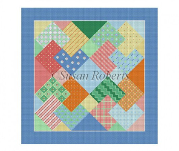 1637 Card Tricks Patchwork  #13 Mesh 14" x 14" Susan Roberts Needlepoint