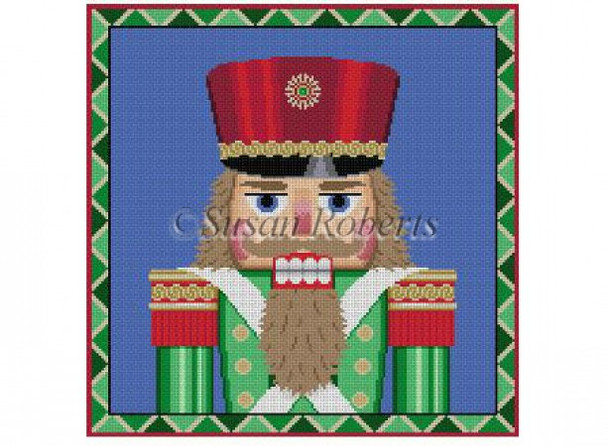 1039 Nutcracker, Green Guard bust  13 Mesh 14" x 14" Susan Roberts Needlepoint 