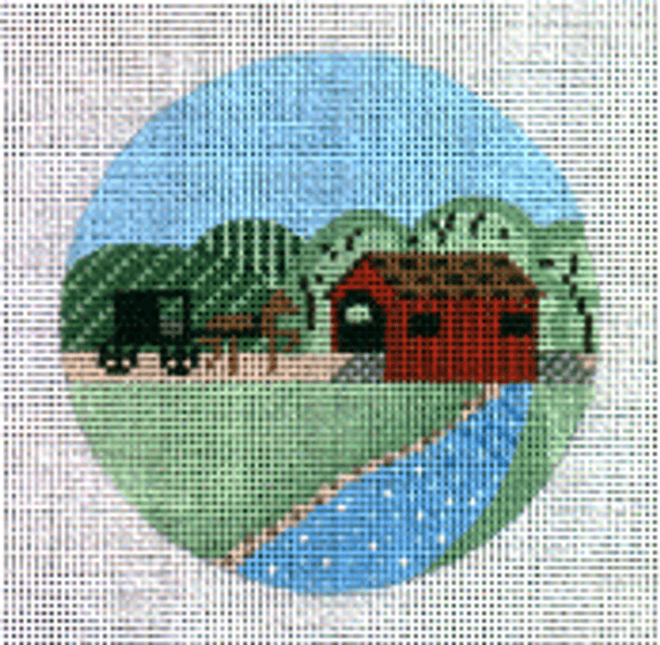 PP874BT Amish Country (landscape)18 Mesh 4”  ROUND Painted Pony Designs