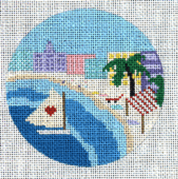 (PPD) PP874BL Florida (Beach) 18 Mesh  4” ROUND Painted Pony Designs
