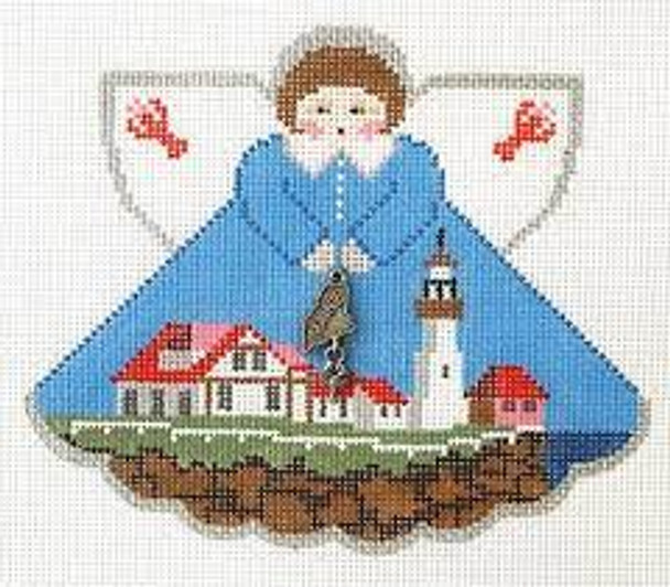 PP994DJ Angel With Charms Maine (Portland Head lighthouse) 18 Mesh  5.25x4.5 Painted Pony Designs