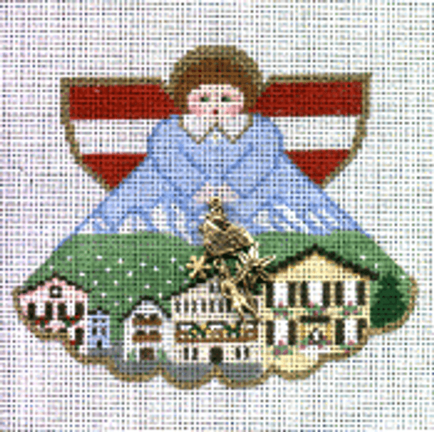 PP994AY Angel with charms: Austria (Alps village) 5.25x4 18 Mesh Painted Pony Designs