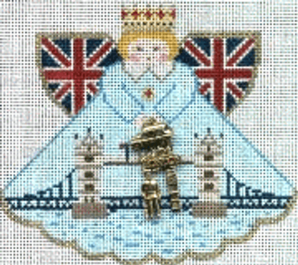 PP994AB Angel with charms: British (tower bridge)   5.25x4.5 18 Mesh Angel Painted Pony Designs