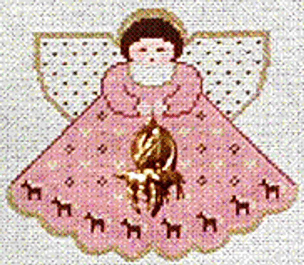 PP931 Angel With Charms Horse Crazy (mauve) 18 Mesh 5.25x4.5 Painted Pony Designs