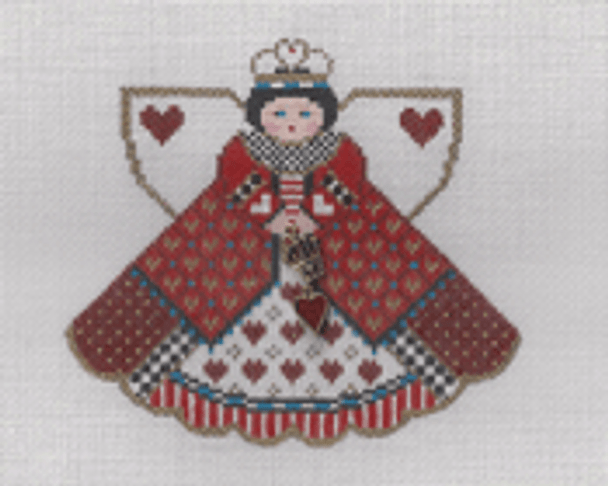 PP996GI Angel With Charms Queen of Hearts (Red) With Stitch Guide 5.25x4.5 18 Mesh Painted Pony Designs