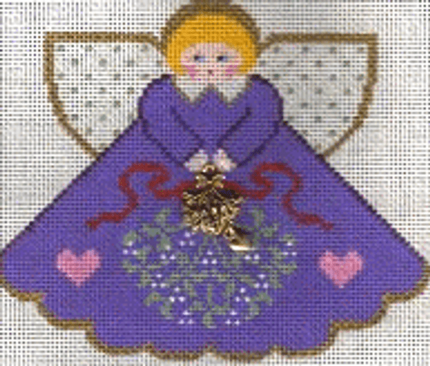 PP996DV Angel With Charms  Mistletoe (purple) 5.25x4.5 18 Mesh Painted Pony Designs