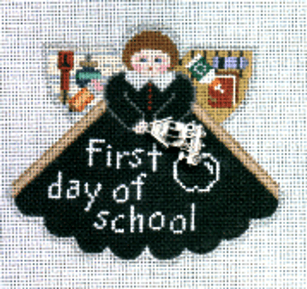 PP996DL Angel with charms First Day of School (Black) 18 Mesh 5.25x4.5 Painted Pony Designs