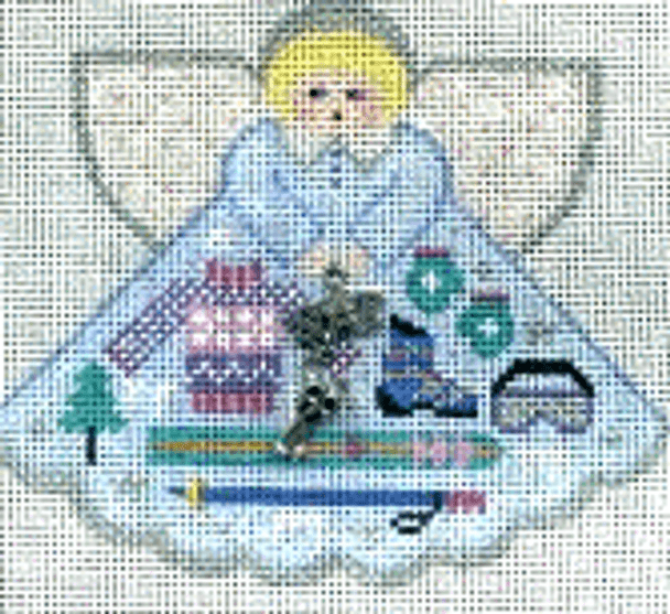 PP996CY Angel With Charms Ski Star (icy blue) 5.25x4.5 18 Mesh Painted Pony Designs