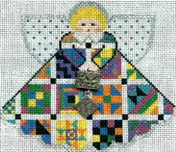 PP996DB Angel With Charms Quilting (multi patches)l 5.25x4.5 18 Mesh Painted Pony Designs
