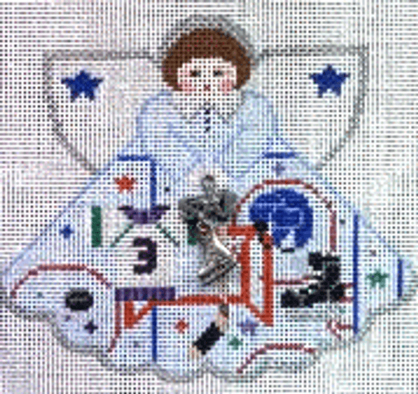 PP996CQ  Angel with charms Ice Hockey Star (Icy Blue) 18 Mesh 5.25x4.5 Painted Pony Designs