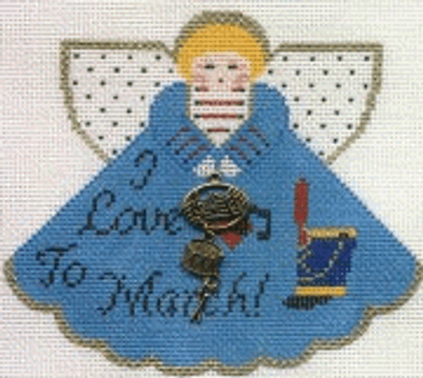 PP996BZ Angel with charms I Love to March (Blue) 5.25x4.5 18 Mesh Painted Pony Designs