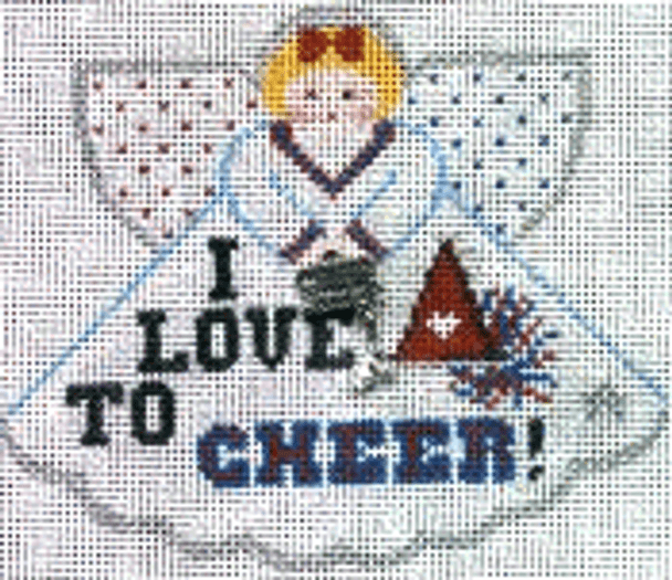 PP996BY Angel with charms I Love to Cheer! (white) 18 Mesh 5.25x4.5 Painted Pony Designs