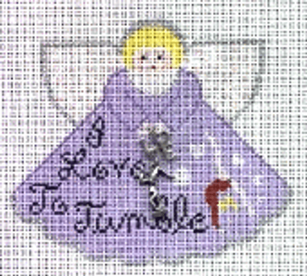PP996BQ Angel with charms I Love to Tumble (Light Violet) 5.25x4.5 18 Mesh Painted Pony Designs