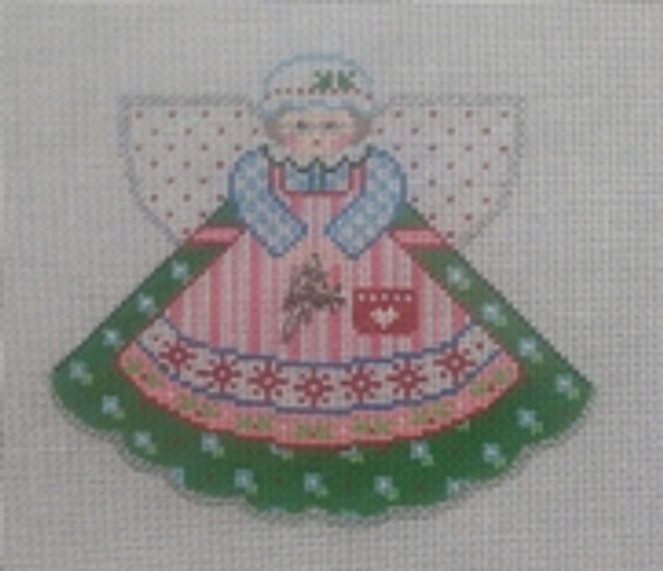 PP996IM Angel with charms: Mrs. Claus (dress) 5.25x4.5 18 Mesh Painted Pony Designs