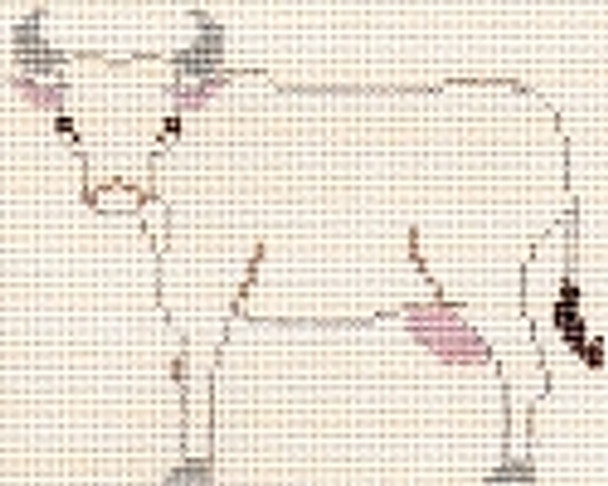 PT-311-A Cow (ecru canvas) Designs by Petei 18 Mesh 5½ x 5½