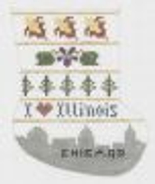 PT-357-IL I Love Illinois Designs by Petei 18 MESH Mini Stocking 4”