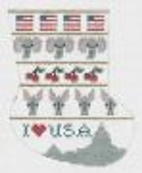 PT-357-USA I Love USA Designs by Petei 18 MESH Mini Stocking 4”