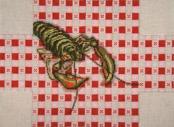 #2166 Lobster on Tablecloth Brick Cover 13 Mesh 14" x 10"  Needle Crossings