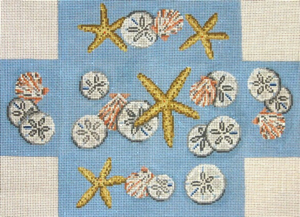 #2155 Starfish, Shells and Sand Dollars Brick Cover  13 Mesh 14" x 10"  Needle Crossings