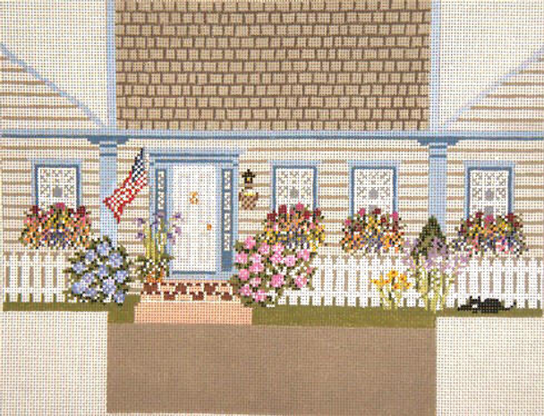 #6014 New England Flower House Brick Cover 13 Mesh 14" x 10"  Needle Crossings