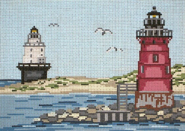 #1218 Delaware Breakwater  & Isle of Refuge Lights (DE) 18 Mesh - 7" x 5"  Needle Crossingsn