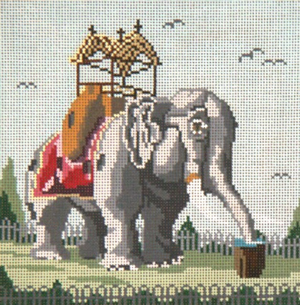 #152 Lucy the Elephant (Landmark in Margate, NJ) 18 Mesh - 6" x 6" Needle Crossings