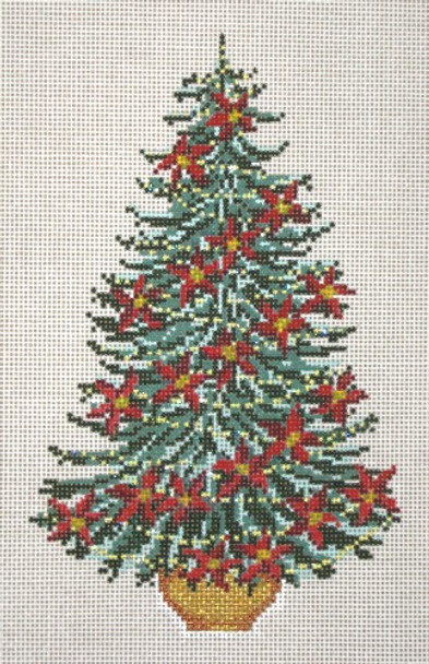 #2892 Poinsettia Garland Christmas Tree 13 Mesh - 8-1/2" x 12"  Needle Crossings