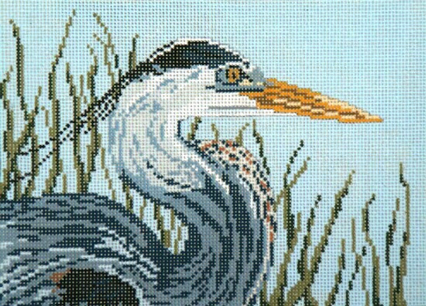 #1601 Great Blue Heron Head 18 Mesh - 7" x 5"  Needle Crossings