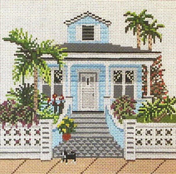 #834 Tropical Bungalow (Key West, FL) 18 Mesh - 6" x 6" Needle Crossings