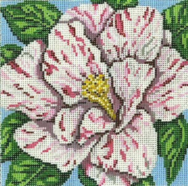 #228 Striped Camelia 18 Mesh - 5" Square Needle Crossings