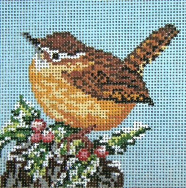 #1760 Carolina Wren Ornament  18 Mesh - 3-1/2" Square Needle Crossings