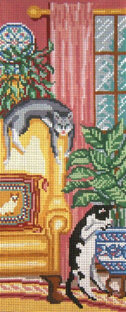#3104 Parlor Cats 13 Mesh 5-1/2" x 14" Needle Crossings