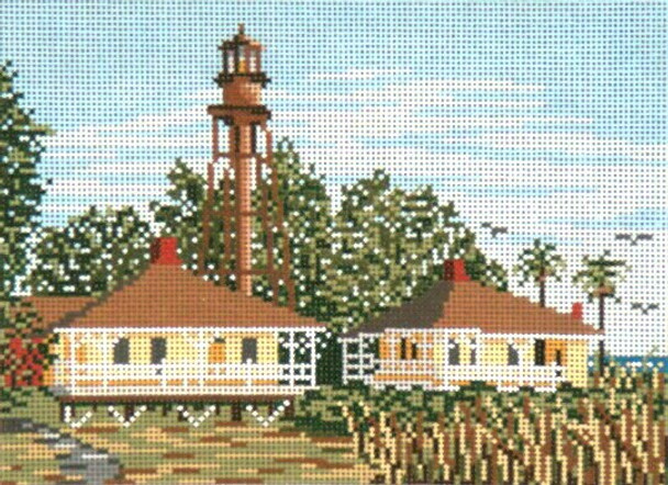 #112 Sanibel Island Lighthouse (FL) 18 Mesh - 7" x 5"  Needle Crossings