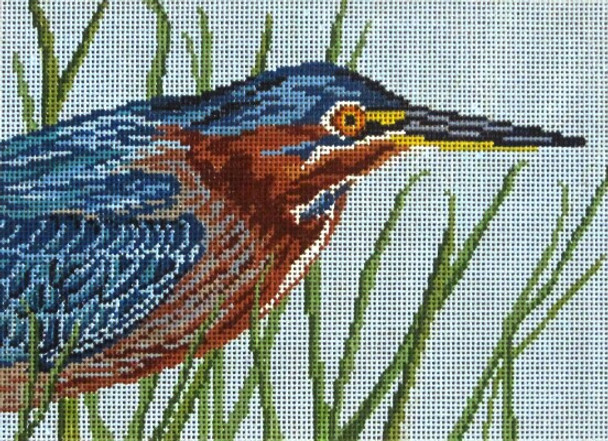 #1616-13 Green-Backed Heron 13 Mesh - 9-1/2" x 7"  Needle Crossings