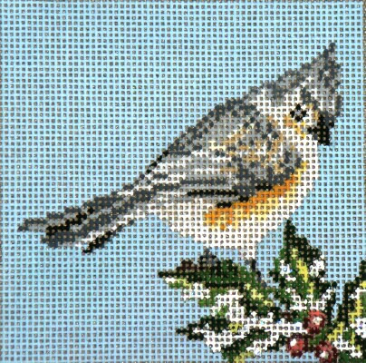 #1759-13 Tufted Titmouse  Ornament  13 Mesh - 4-3/4" Square Needle Crossings