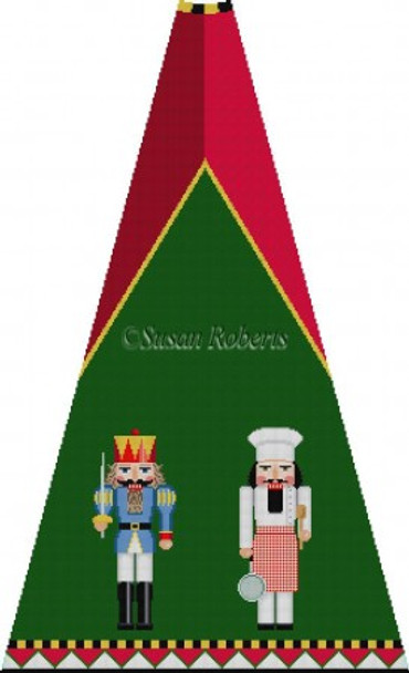 4002H Nutcracker Tree w/BG, Blue Prince & Chef  #13 Mesh 30" h (1/12th of skirt Only) Susan Roberts Needlepoint