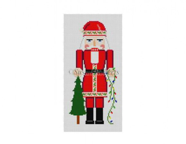 4235 Nutcracker, Santa w/Tree, ornament #18 Mesh 6" h Susan Roberts Needlepoint