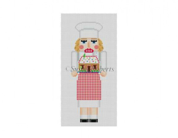 4234 Nutcracker, Lady Chef, ornament #18 Mesh 6" h Susan Roberts Needlepoint