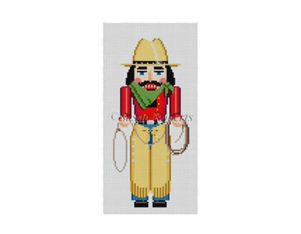 4232 Nutcracker, Cowboy, ornament #18 Mesh 6" h Susan Roberts Needlepoint