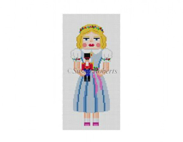 4273 Nutcracker, Clara, nutcracker #18 Mesh 6" h Susan Roberts Needlepoint